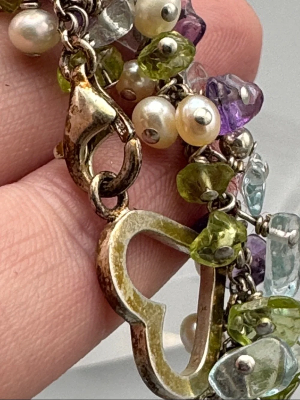 Sterling silver genuine pearl stone bracelet